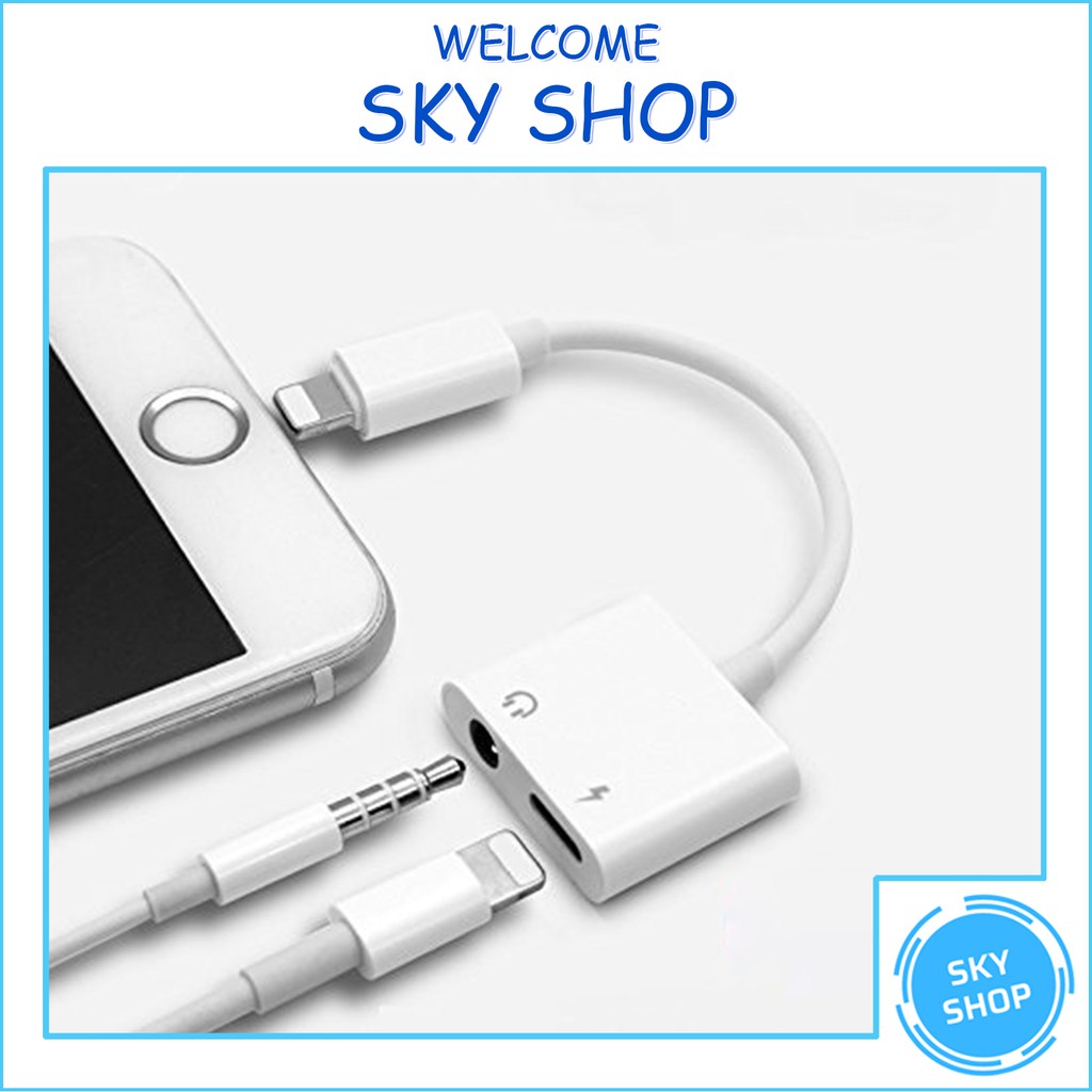 Jack - Cáp chuyển đổi từ chân Lightning sang 2 đầu: tròn 3.5mm và Lightning (Vừa Sạc Vừa Nghe Tiện Lợi)