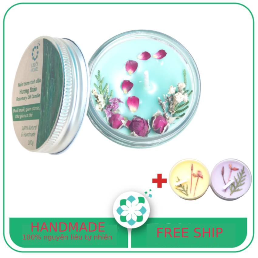 [TẶNG 2 nến tealights] Nến thơm tinh dầu Hương Thảo 100g, làm thơm phòng, khử mùi, thư giãn giảm stress, xua đuổi muỗi – LEE'S HOME