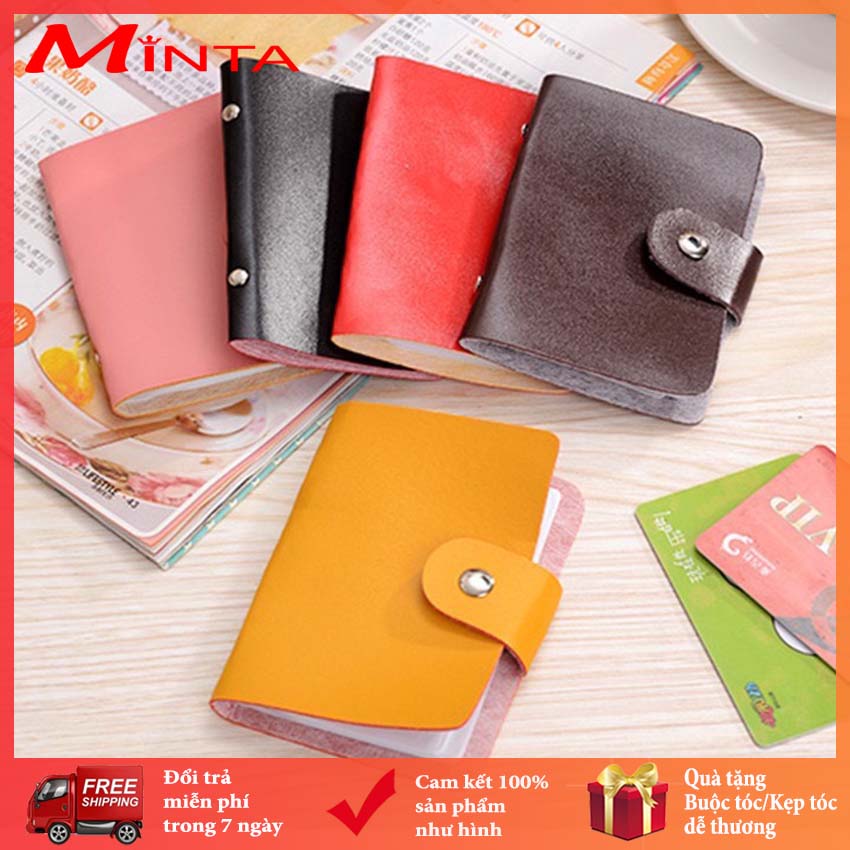 [CÓ VIDEO+ẢNH THẬT] Ví Đựng Thẻ ATM, Thẻ Card Visit, Giấy Tờ Tùy Thân 24 Ngăn Kèm Nút Bấm - Minta