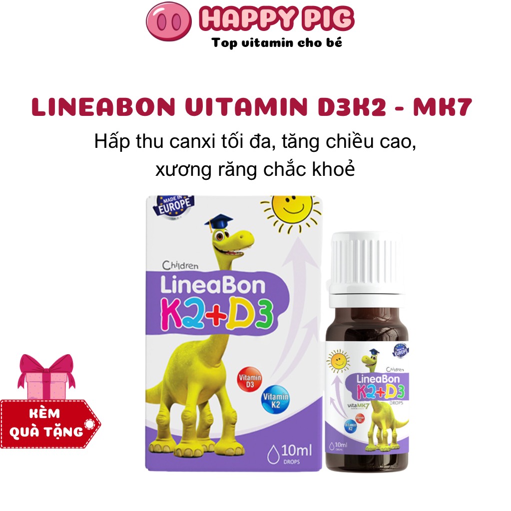Vitamin K2D3 Lineabon chính hãng - Tăng cường hấp thu Canxi Phát triển chiều cao cho bé 10ml