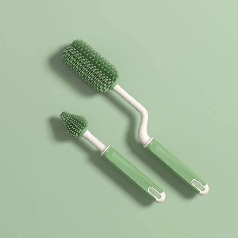 Cọ Rửa Bình Sữa , Núm Ti Silicon 2 Chi Tiết [Tay cầm xoay 360 độ]