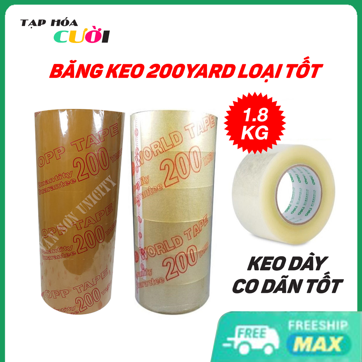 Keo siêu dính băng keo đóng hàng 200Yard loại chuẩn 1.8kg lốc 6 cuộn 3 cuộn 1 cuộn băng keo dán hàng cao cấp