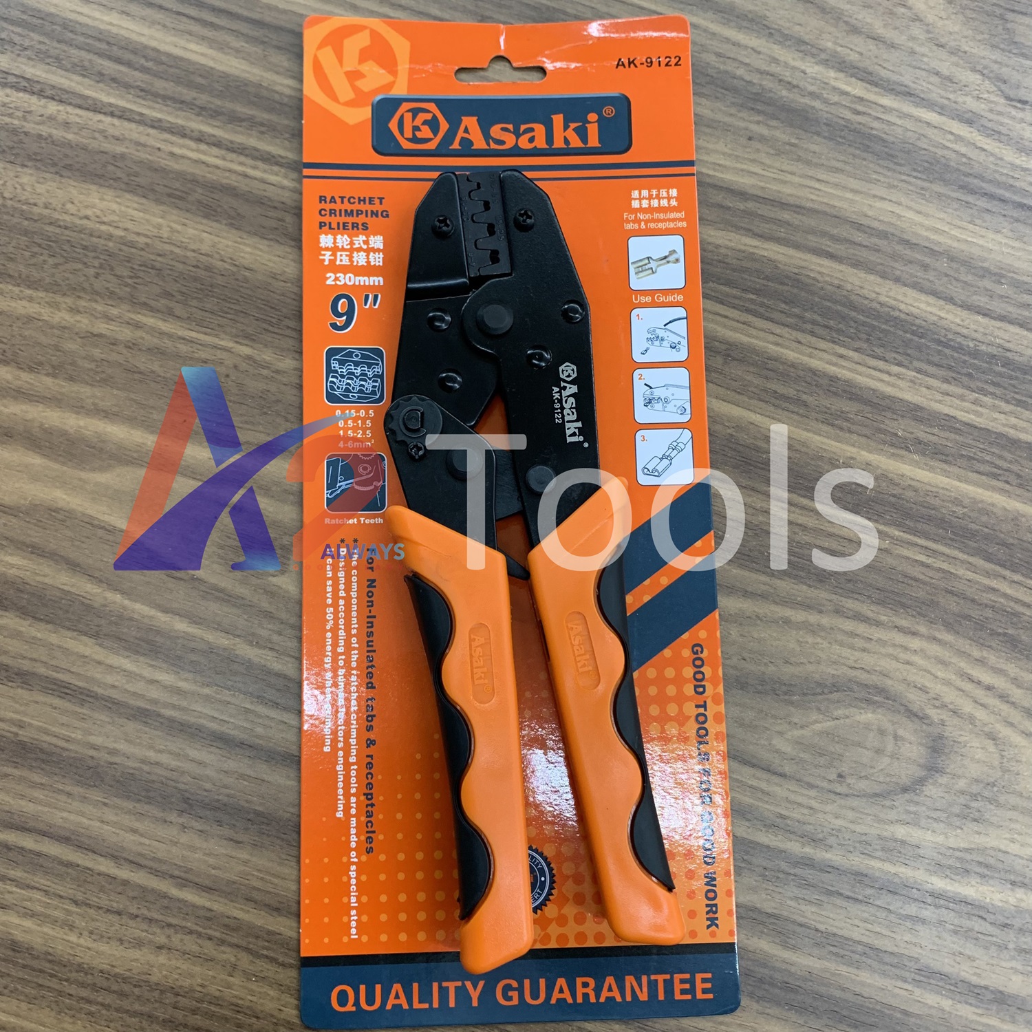 0.15 ~ 6.0mm2 Kiềm bấm cos ghim Asaki AK-9122