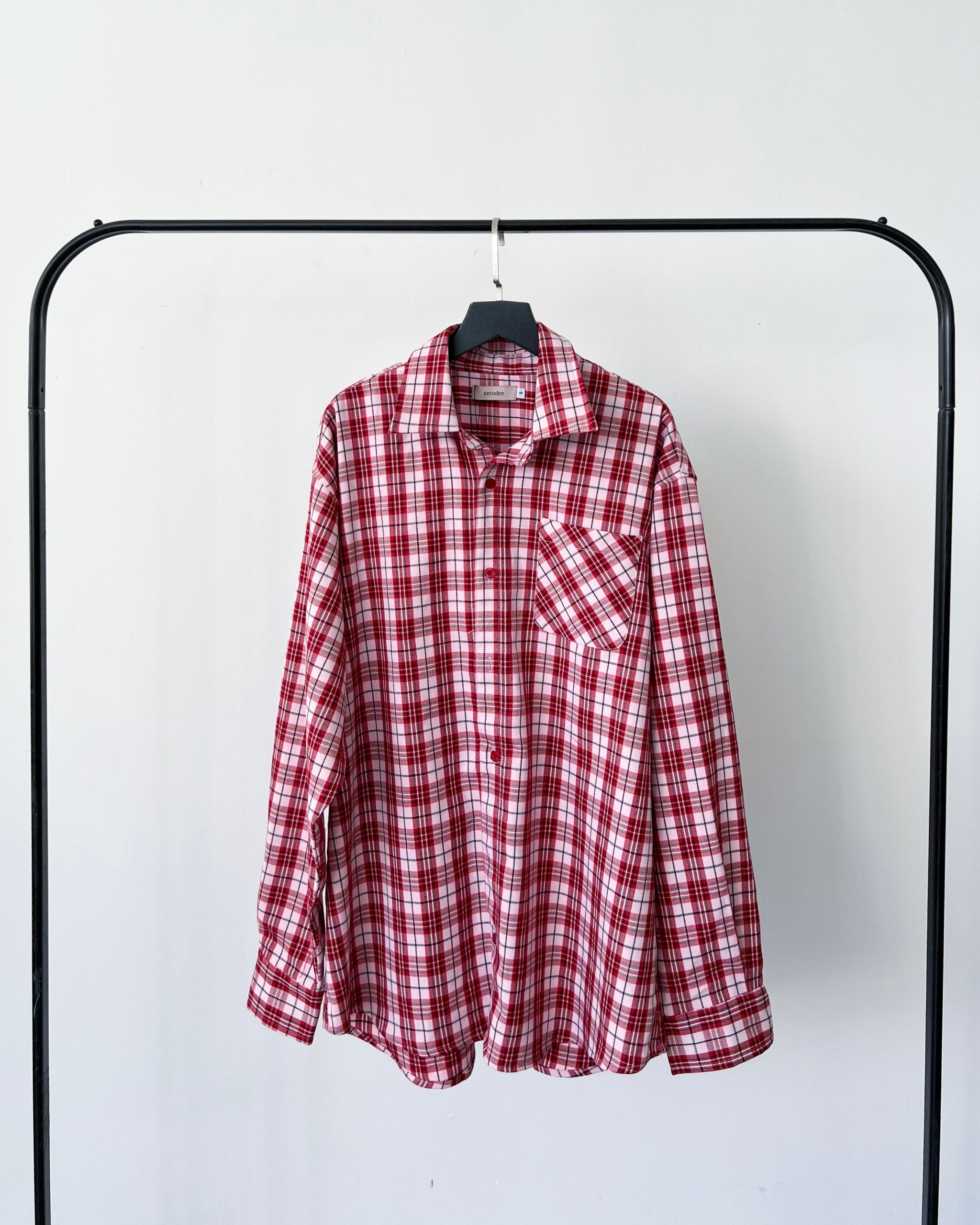 Áo sơ mi tay dài caro đỏ chất vải đẹp, dày dặn, màu siêu đẹp | delia shirt | secodee
