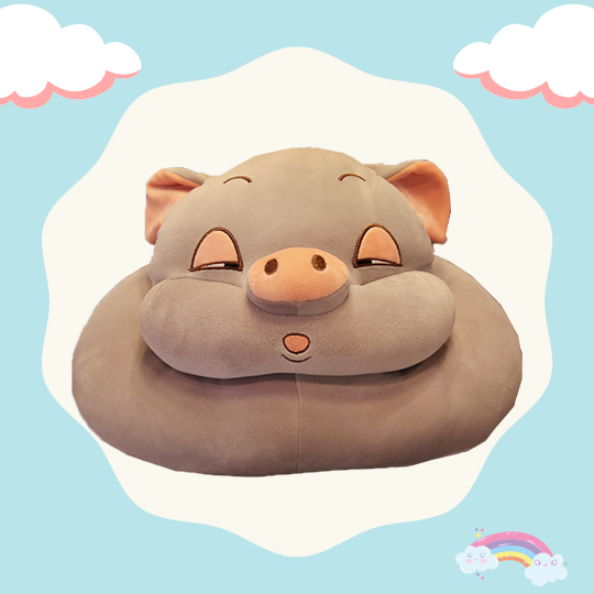 Gấu bông gối tròn đầu heo có mền kích thước 30*38cm