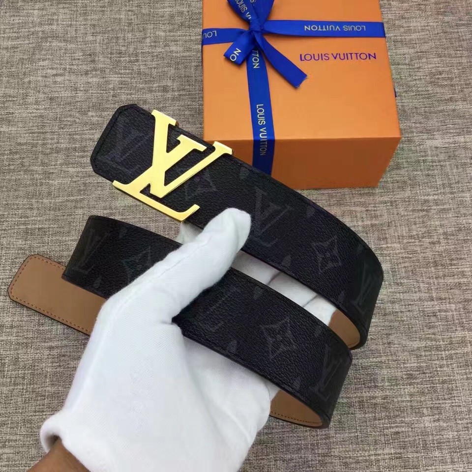 Thắt lưng nam, Dây nịt dây da - Họa tiết VL - mặt khóa VL mặt trắng - vàng cá tính riêng, hàng hiệu