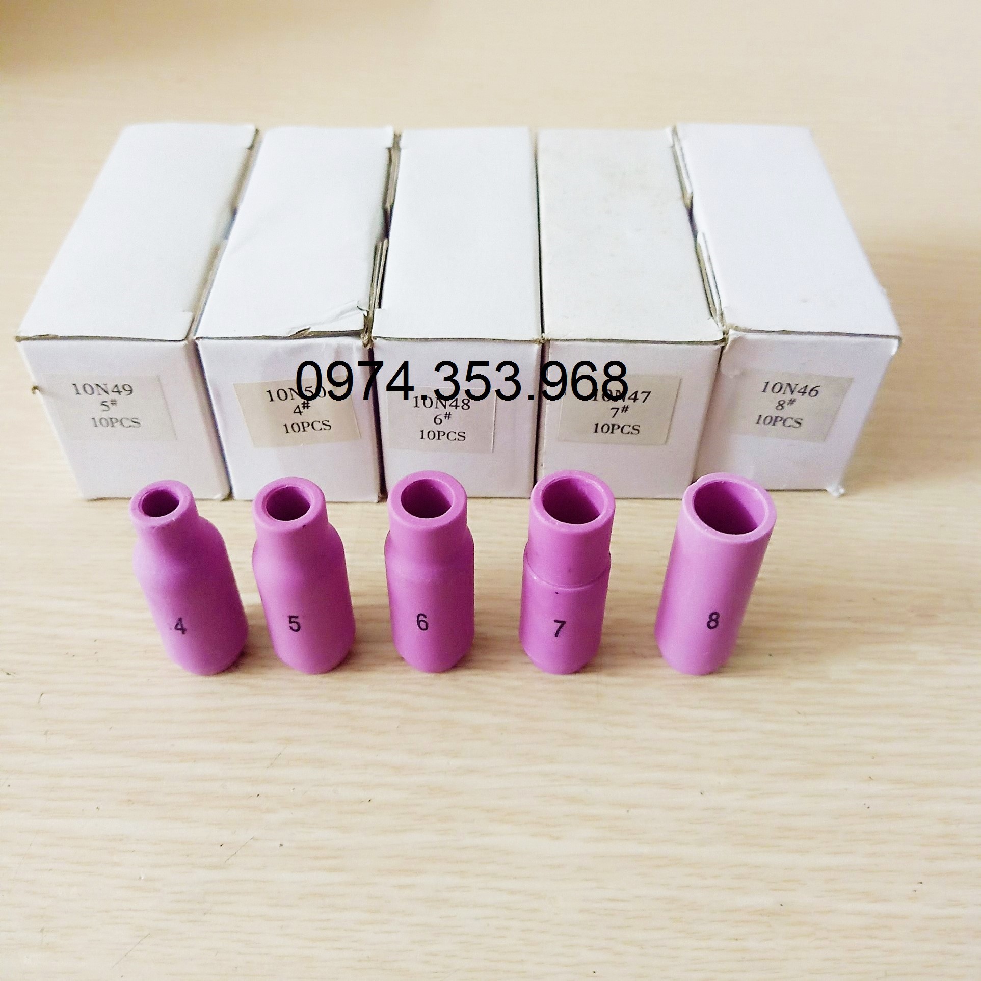 Sứ tig WP số 4,5,6,7,8 - 10 cái Chụp sứ mỏ hàn tig WP