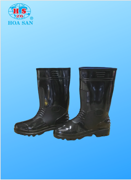 Ủng nhựa đen hoa san đế cứng size 38-43, ủng lao động, ủng bảo hộ lao động hoa san loại đẹp
