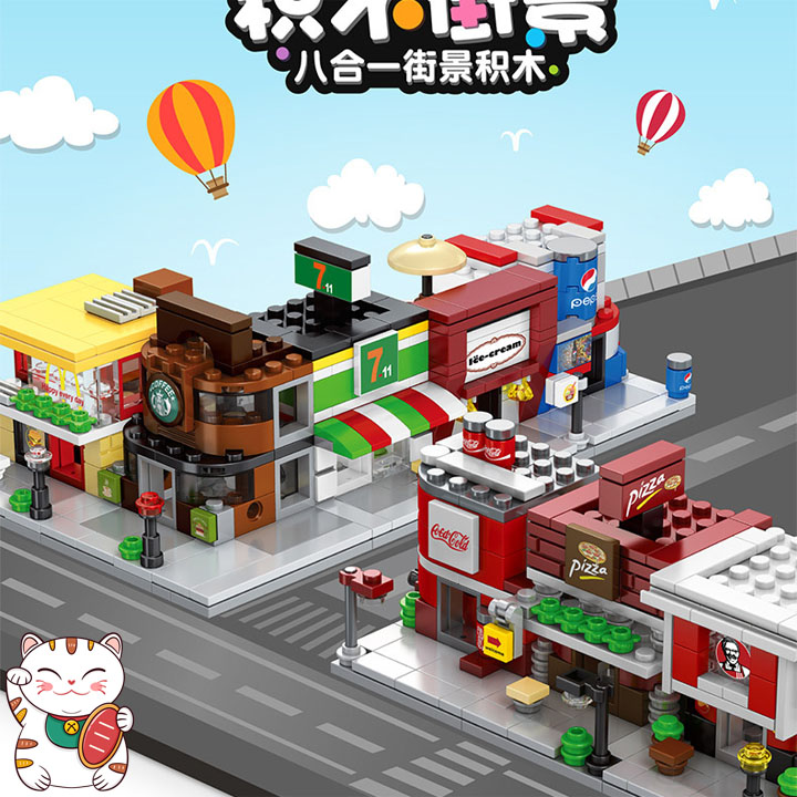 Cửa Hàng Trong Thành Phố City Đồ Chơi Ghép Hình Lắp Ghép Thông Minh Lego Sembo