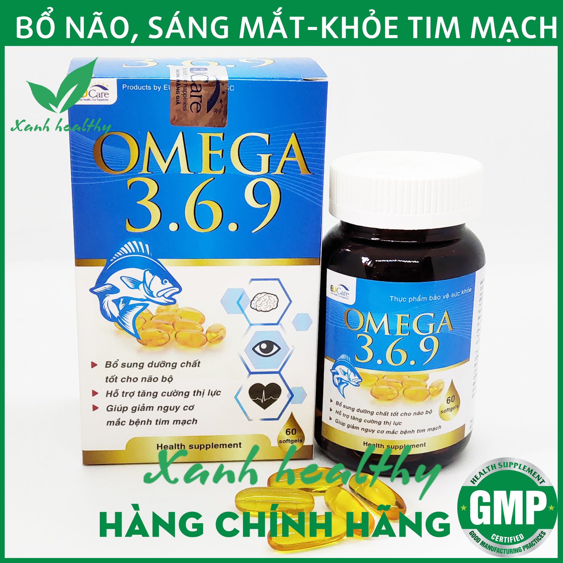 Dầu cá Omega 369 bổ não, sáng mắt, khỏe tim mạch - Hộp 60 viên nang mềm