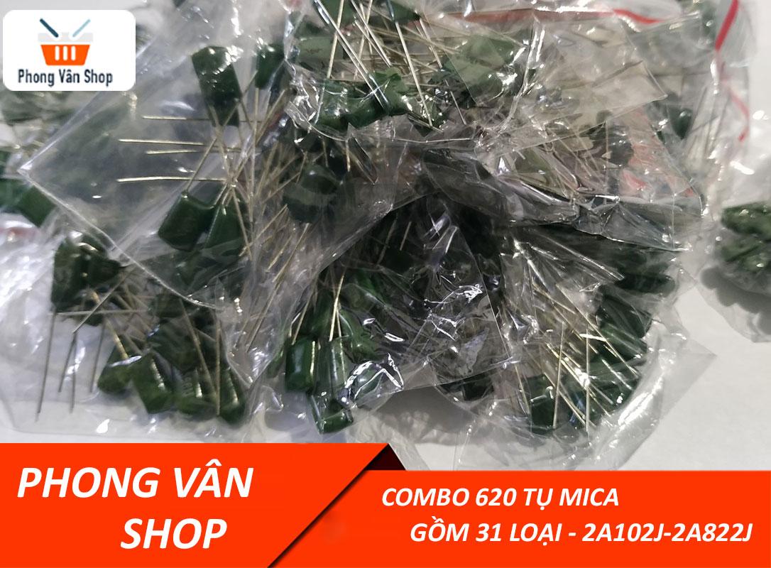 Combo 620 tụ mica xanh - 31 loại khác nhau - 2a102j-2a222j-2a822j