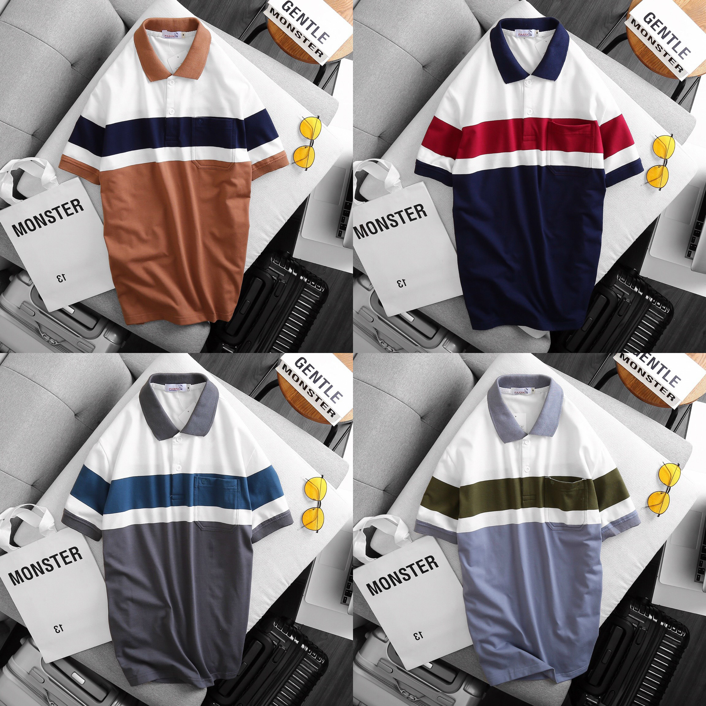 [Hoàn Tiền 15%] Áo thun nam có cổ SỌC PAPA TÚI cao cấp KENSTORE89 ATP100