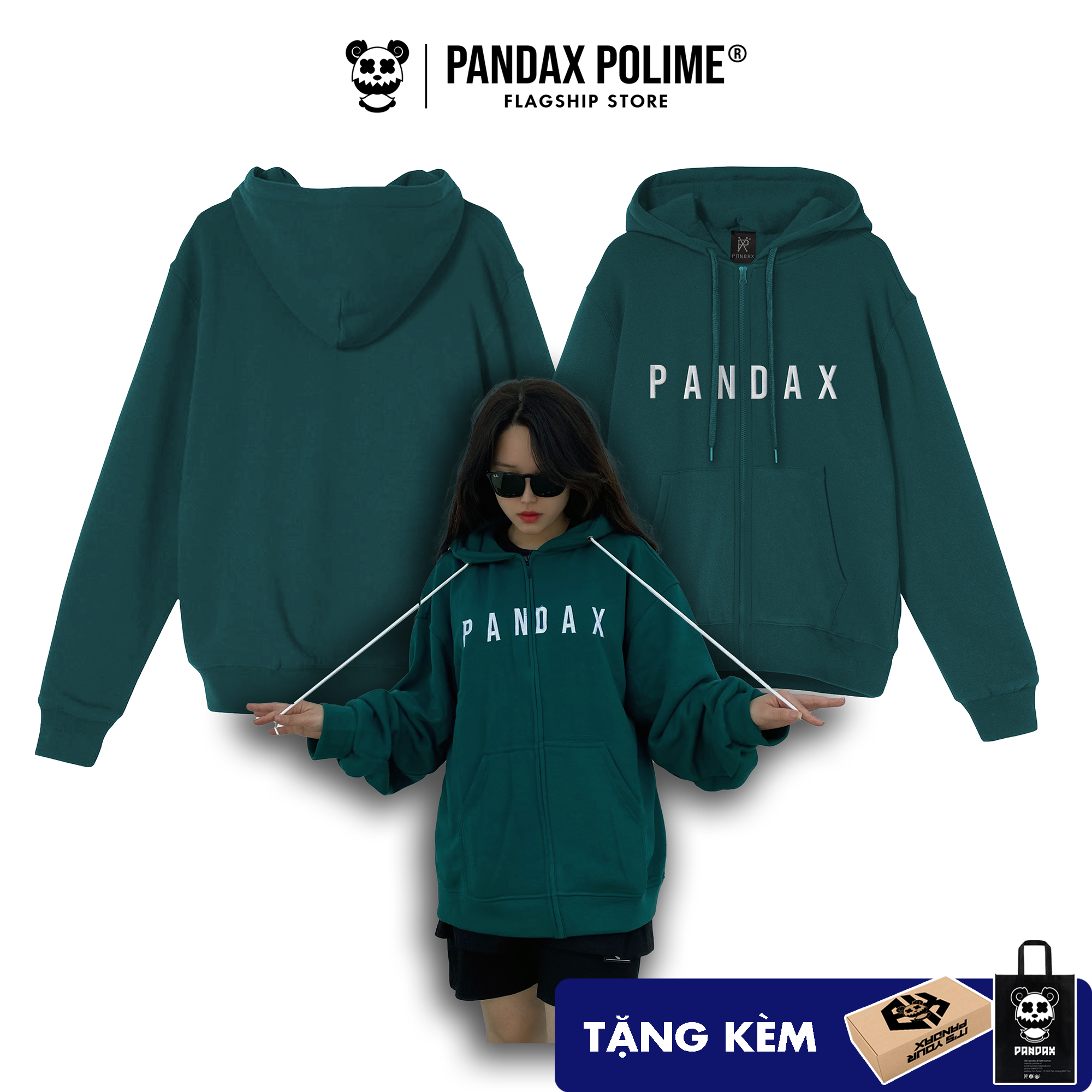 Áo khoác hoodie PANDAX nam nữ Basic Hoodie , hoodies zip form rộng màu xám , áo khoác nỉ local brand premium cotton