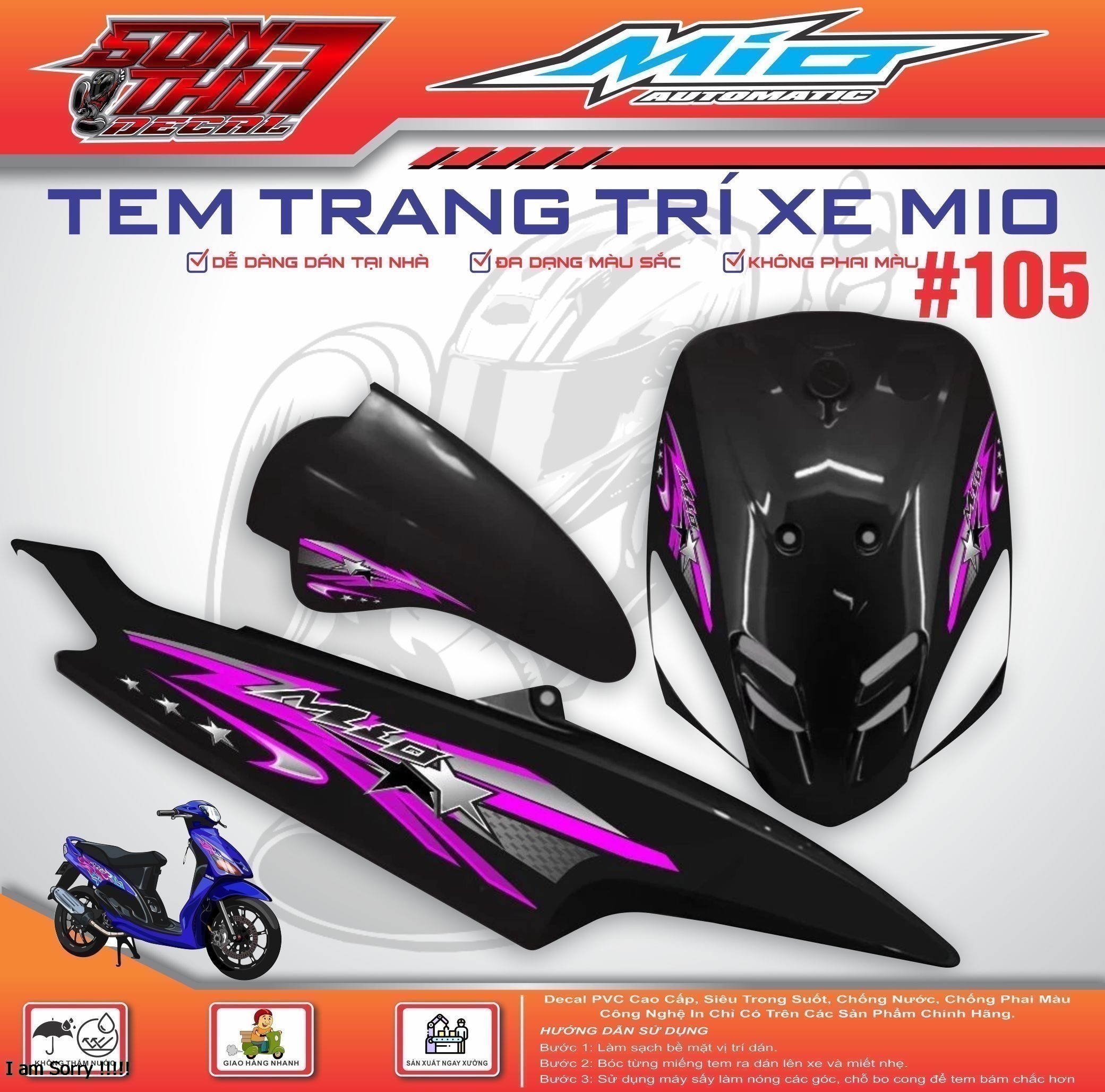 Yamaha Mio Sport Motorcycle Sticker # 105 (High Quality Material - Sharp Color - Does Not Fade) Giá 88,000 Đồng*Miễn phí vận chuyển