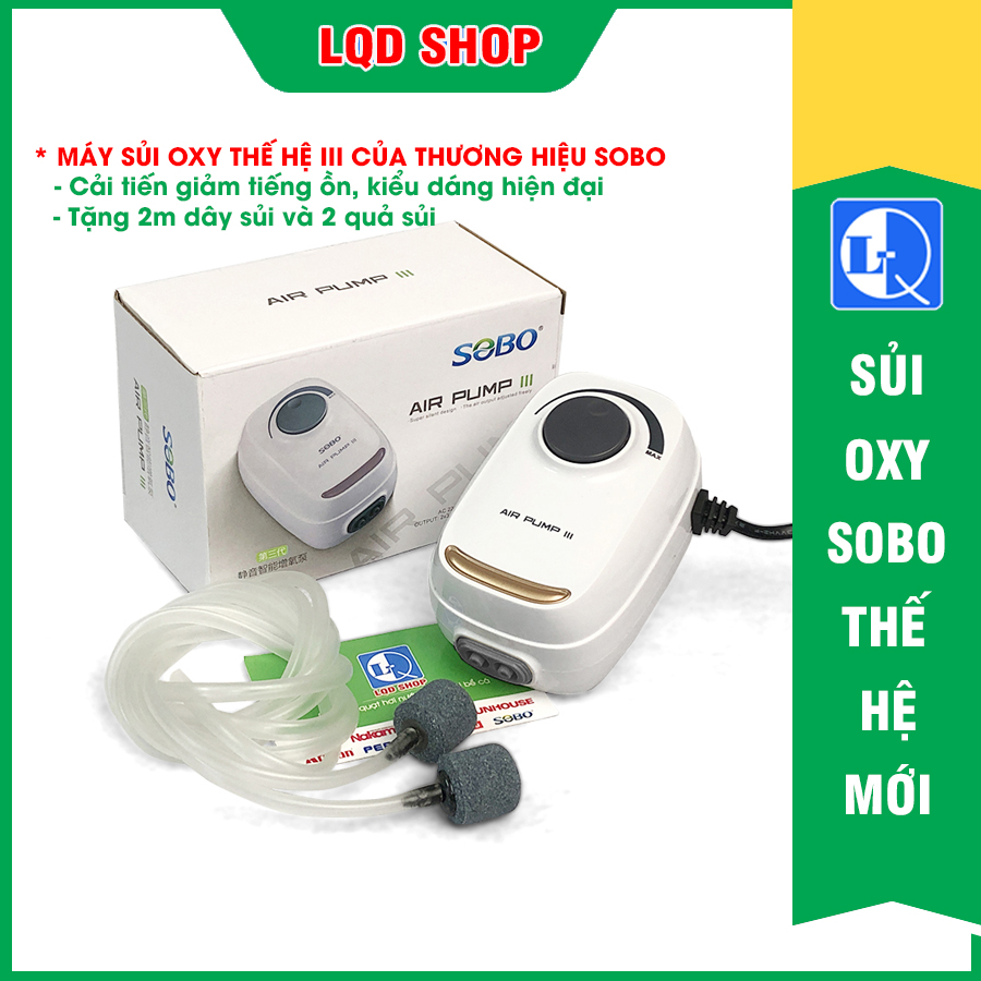 Máy sủi oxy SOBO thế hệ mới cái tiến: mạnh mẽ, giảm tiếng ồn - Tặng dây sủi và quả sủi