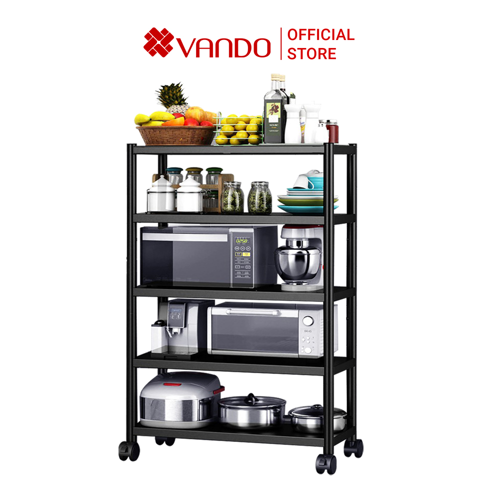 Kệ Để Đồ Đa Năng Sơn Đen Cao Cấp VANDO - Giá Để Đồ Nhà Bếp, Phòng Tắm, Kệ Trang Trí Gia Đình Kích Thước 40/60/80/100CM
