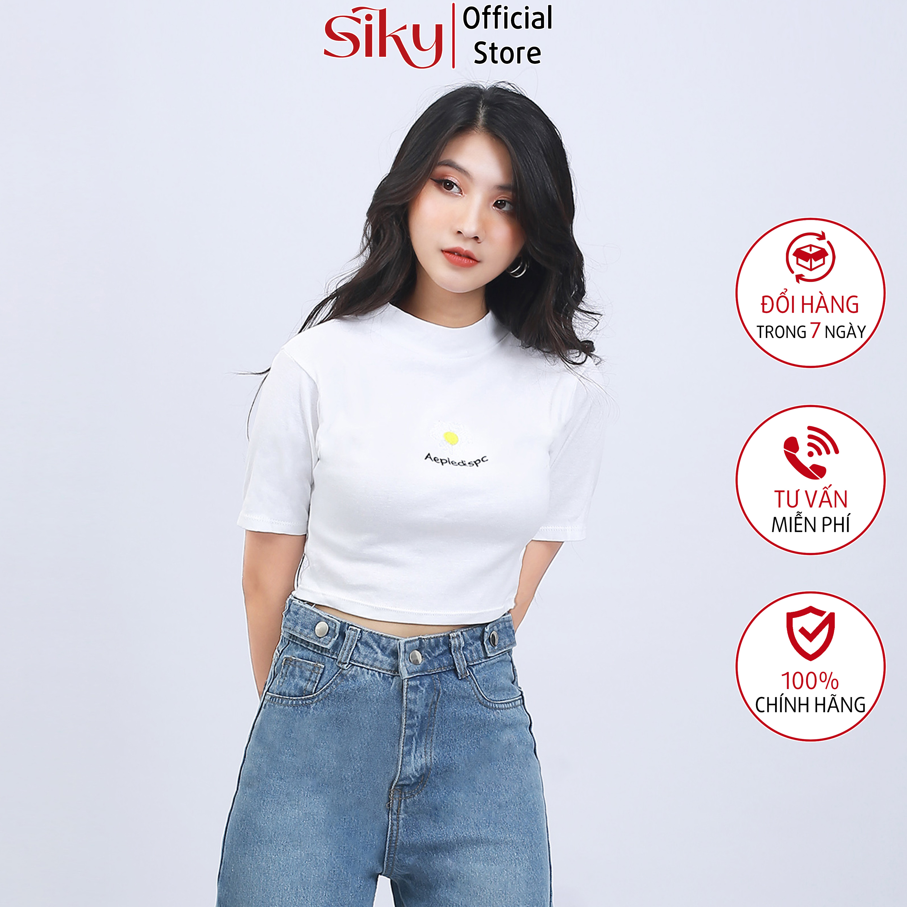 Áo croptop hoa cúc - siky - a03