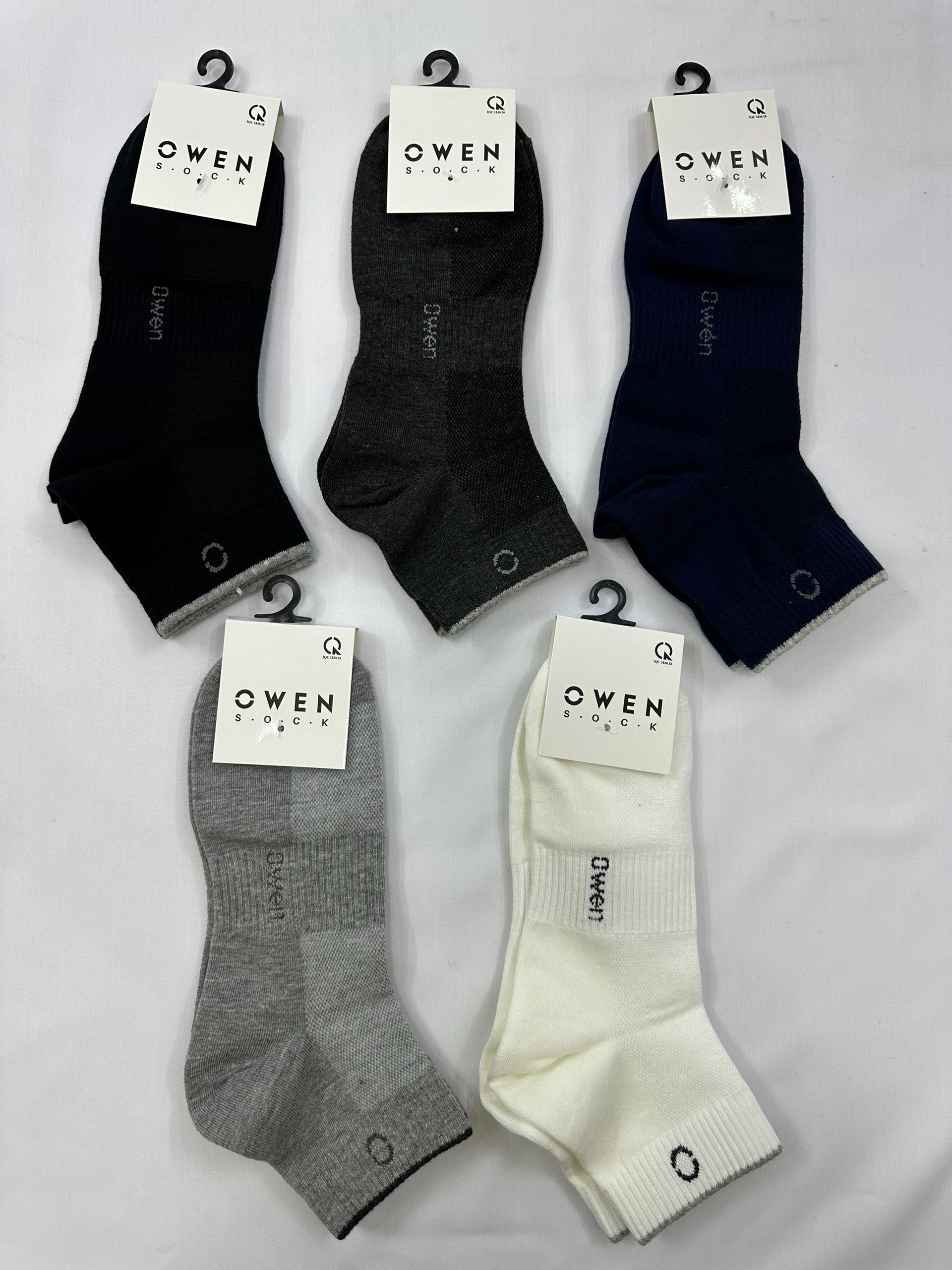 OWEN- Vớ/Tất nam cổ trung viền cổ Owen thoáng khí, khử mùi, không xù, 100% cotton