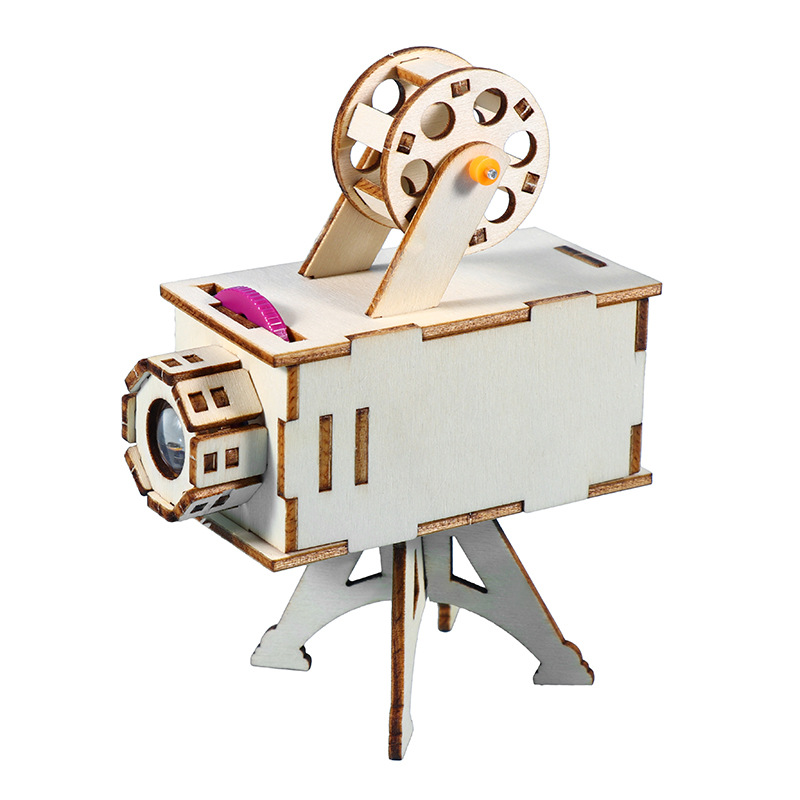 Máy chiếu phim, máy quay phim mô hình lắp ráp bằng gỗ diy học cụ stem đồ chơi khoa học