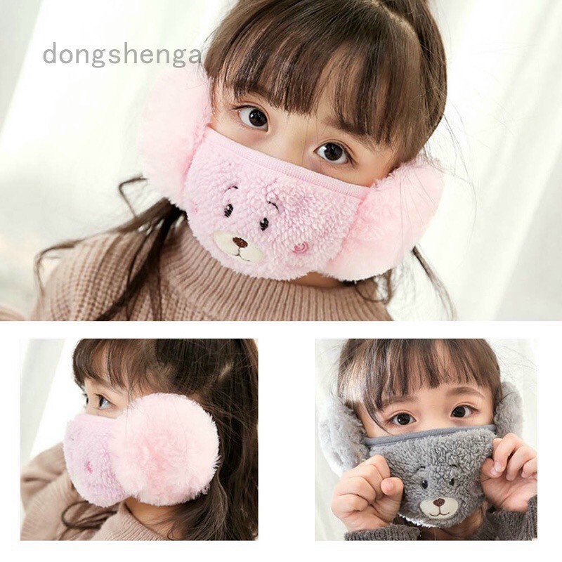 Khẩu Trang Giữ Ấm Mùa Đông Kèm Bịt Tai Kiểu Dáng Dễ Thương Cho Bé