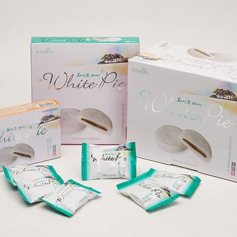 Bánh mochi dẻo White Pie Hàn Quốc 350g, bánh mochi dẻo nhân đậu đỏ, bánh mochi dẻo Hàn Quốc, bánh Hàn Quốc, bánh Samjin, hàng tốt Bảo Khanh