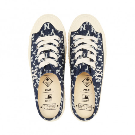 Giày MLB Playball Mule Monograms Denim Đậm