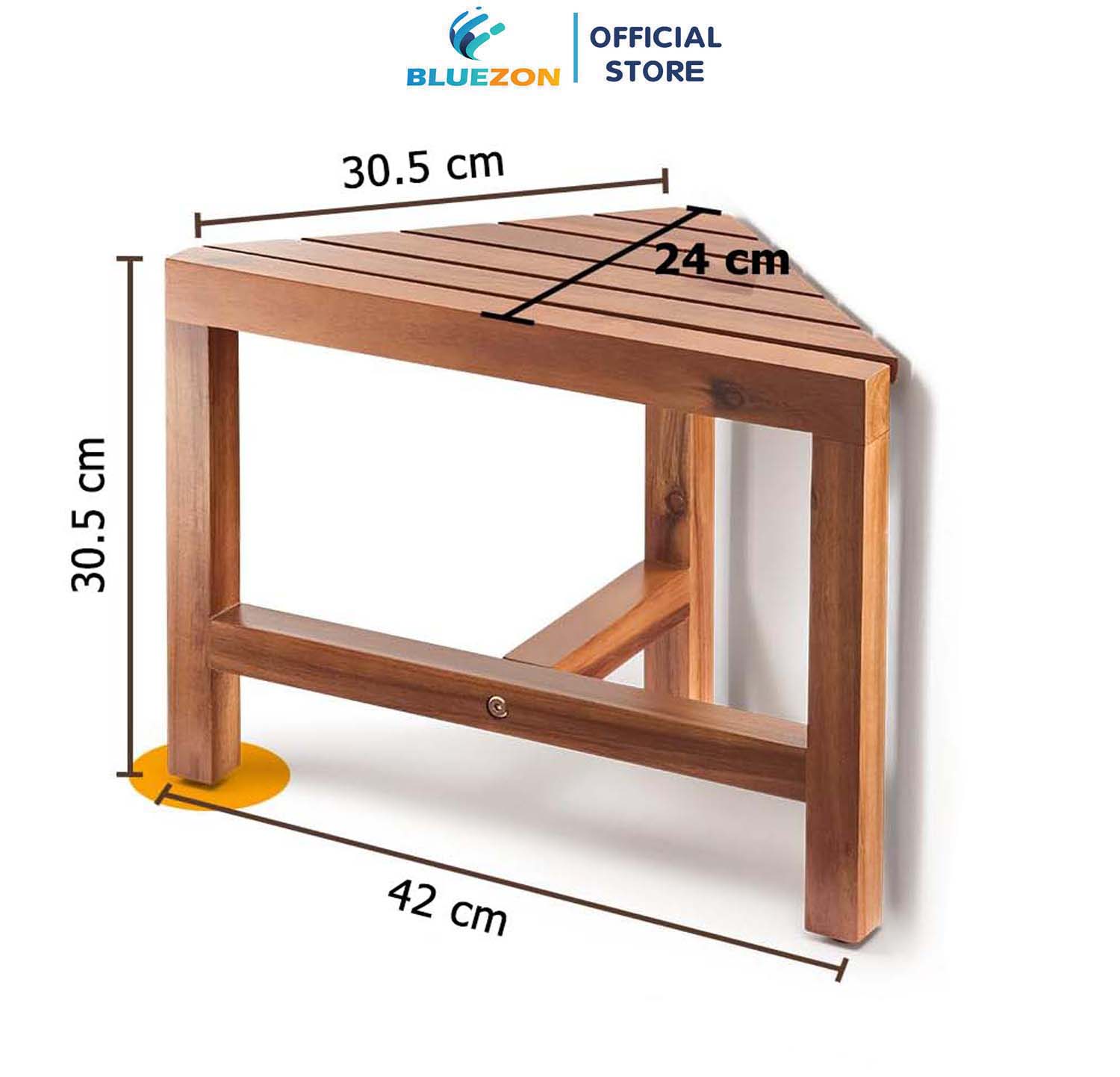 Ghế góc 3 chân xẻ rảnh BLUEZON cao 30.5cm, ghế đôn gỗ phong cách cổ điển