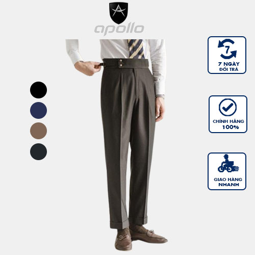 Quần tây Side tab mẫu mới, Quần âu cạp cao nam chất co giãn nhẹ không bai xù