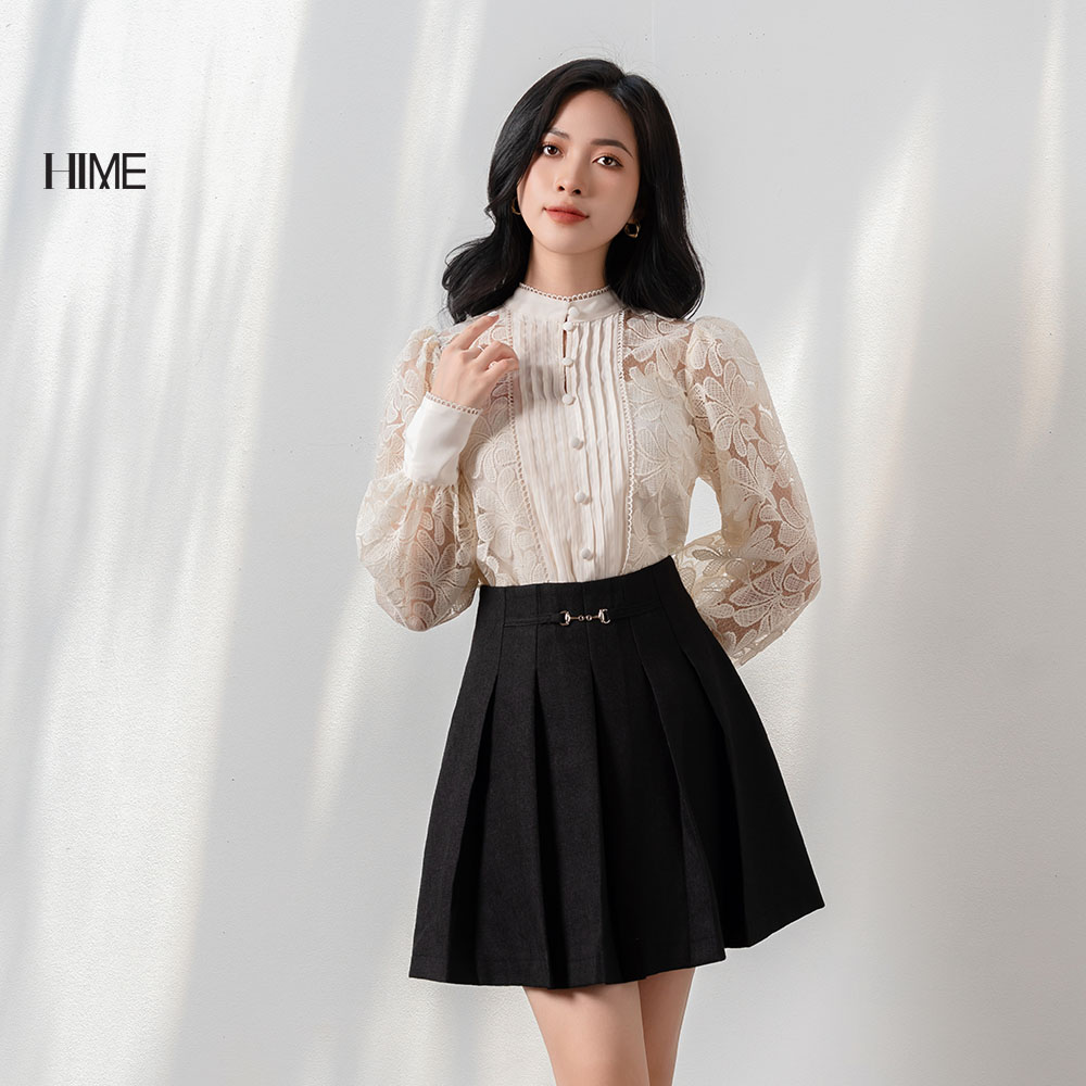 Áo sơ mi ren cổ trụ hime h108bf1s0223
