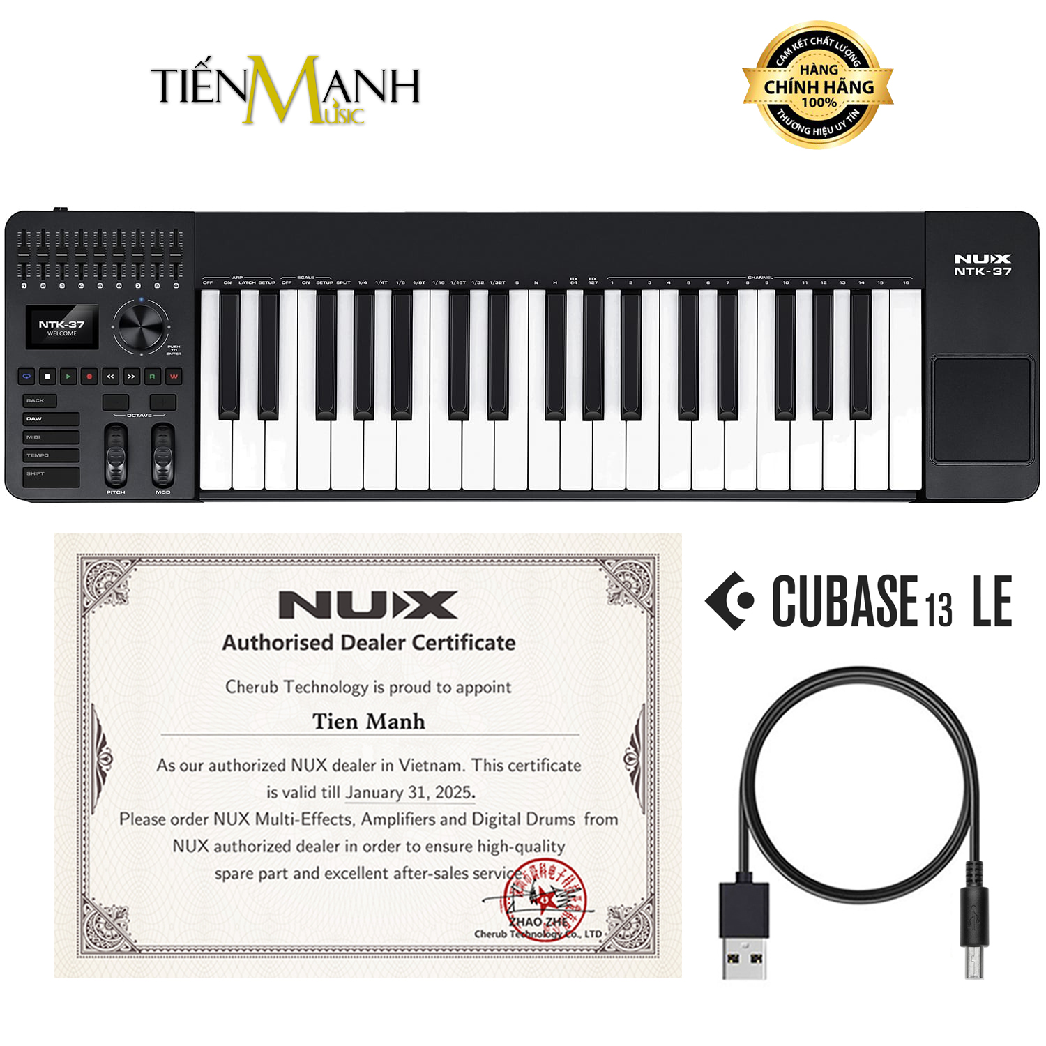 [Chính Hãng, Tặng Cubase 13 LE] Midi Keyboard Controller 37 Phím Nux NTK-37 - Bàn Phím Sáng Tác, Sản Xuất Producer NTK37
