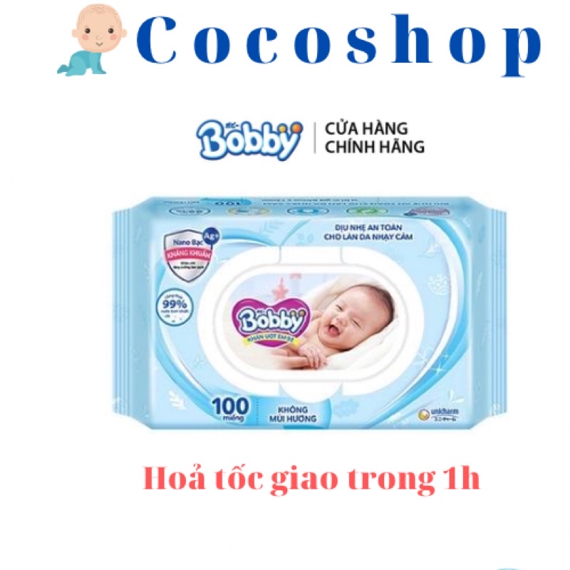 KHăn ướt Bobby có hương/ không hương 100 miếng