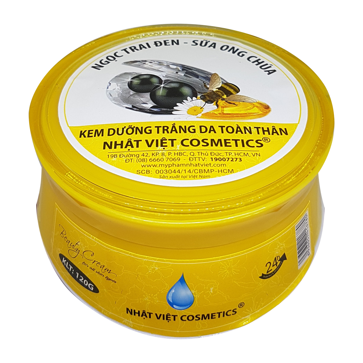 [HCM]KEM DƯỠNG TRẮNG DA TOÀN THÂN NGỌC TRAI ĐEN SỮA ONG CHÚA NHẬT VIỆT COSMETICS 120G