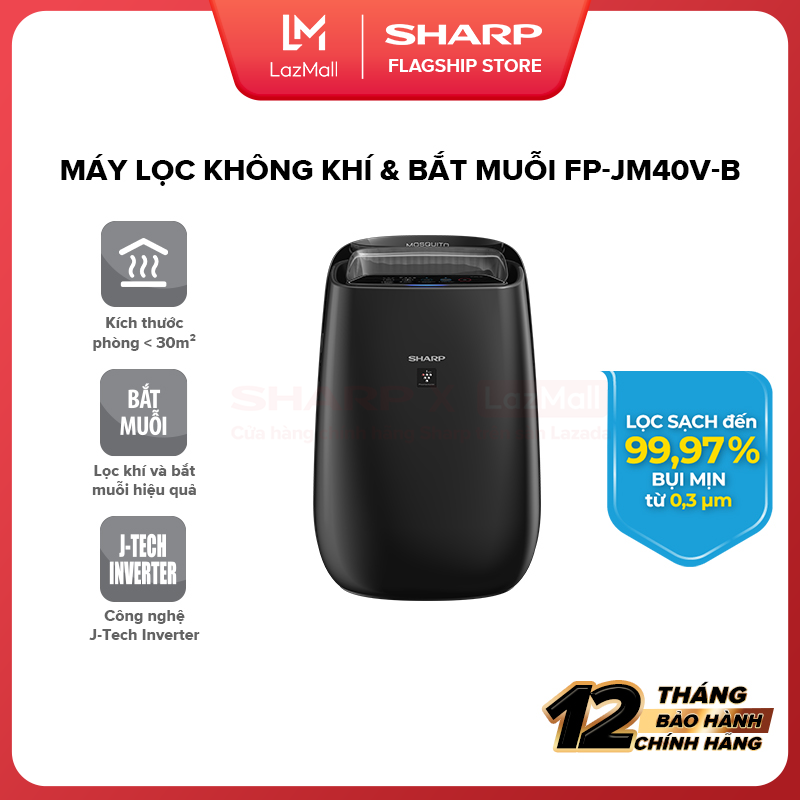 Máy Lọc Không Khí Inverter Bắt Muỗi Sharp FP-JM40V-B Hàng Thái Lan [Kích Thước Phòng 30m² Ngăn Ngừa Vi Khuẩn Phòng Bệnh Có Cảm Biến Chất Lượng Không Khí Chế Độ Haze]