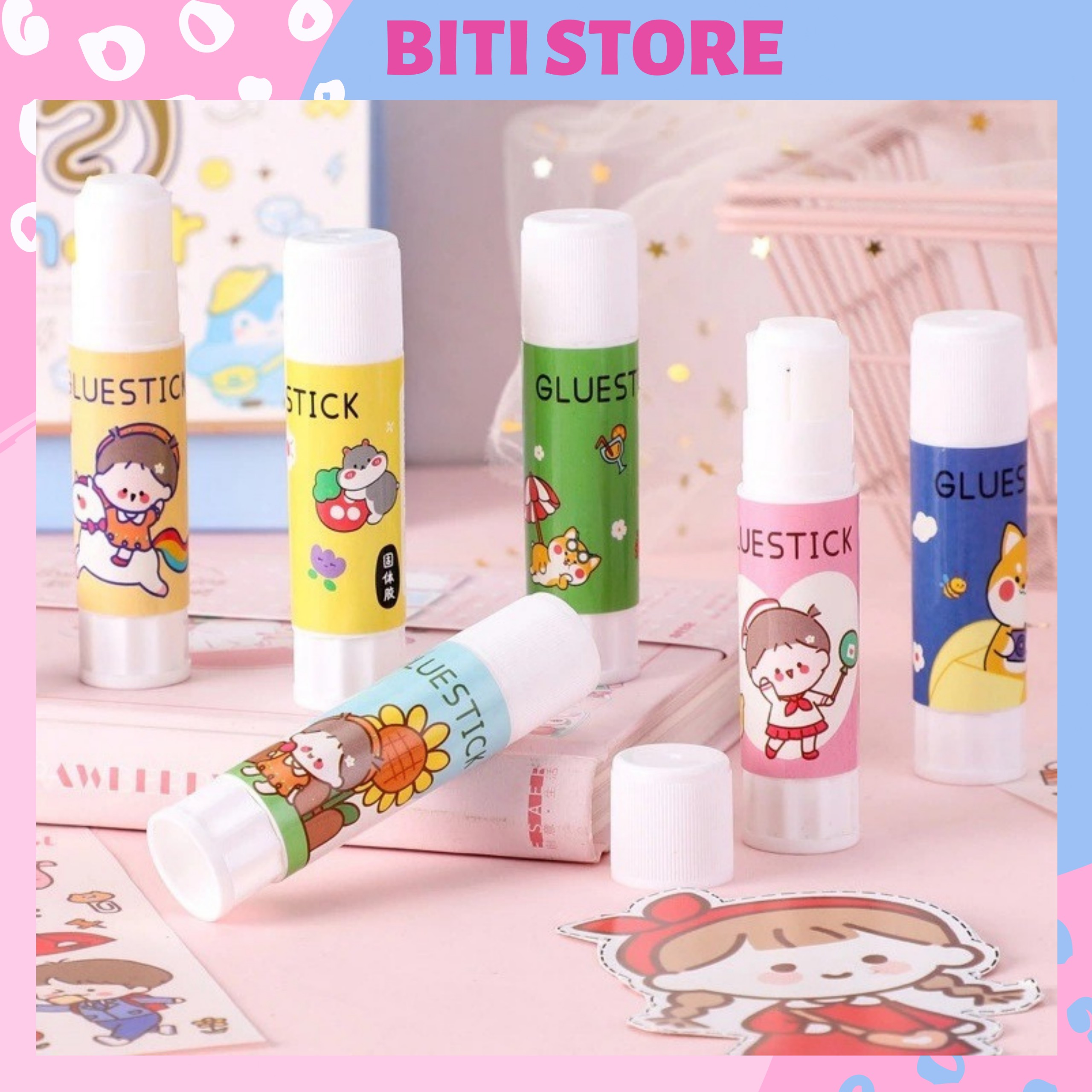 🍓Hồ Keo Khô Dán Giấy Dạng Thỏi Son, Dán Siêu Nhanh Sử Dụng Văn Phòng Phẩm BiTi Store