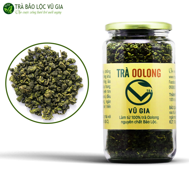 Trà Oolong ( Ô Long / O Long) Nguyên Chất Bảo Lộc Vũ Gia (400gr/hũ) - Nguyên liệu nấu trà sữa, trà trái cây thơm ngon - Giảm cân an toàn, thanh nhiệt cơ thể tăng cường sức đề kháng