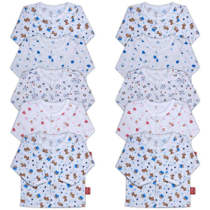 Combo 10 Áo Tay Dài in hình nền trắng cho bé trai bé gái từ 2-10kg ADHNT (100% Cotton, ảnh và video thật) Booba.shop