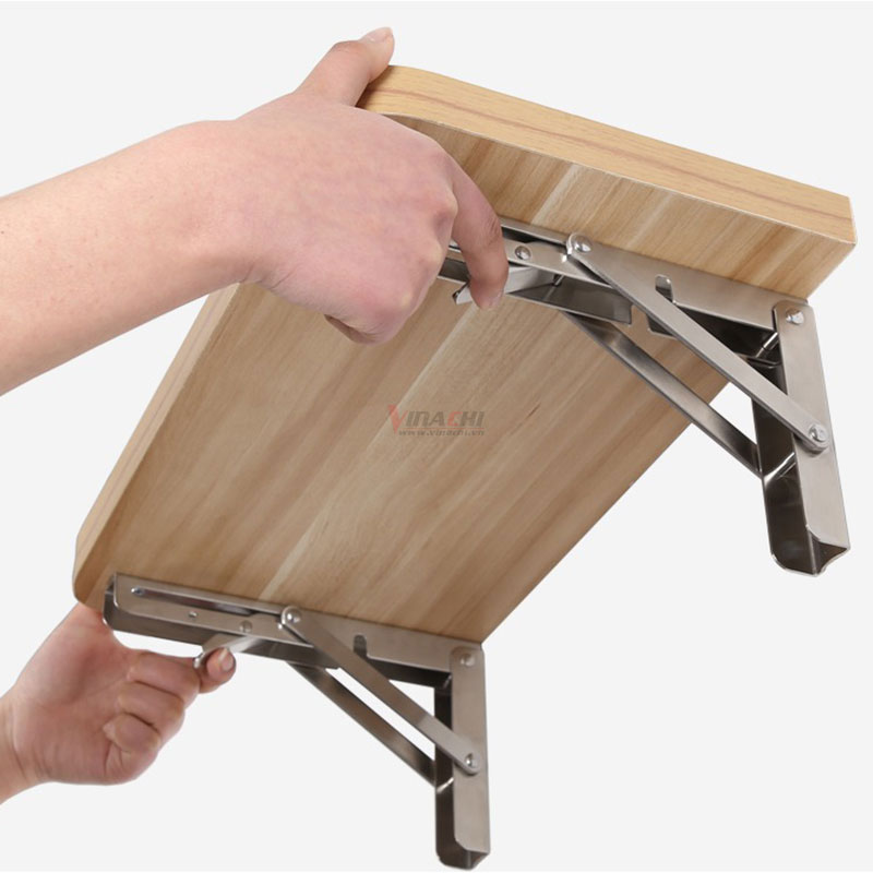 Giá Đỡ, Bản Lề Gập Inox( 1 cặp ) - Bản Lề Gập Thông Minh, Ke Gấp Inox Hỗ Trợ Khung, Giá Đỡ Cho Mặt Ván, Mặt Bàn, Kệ...