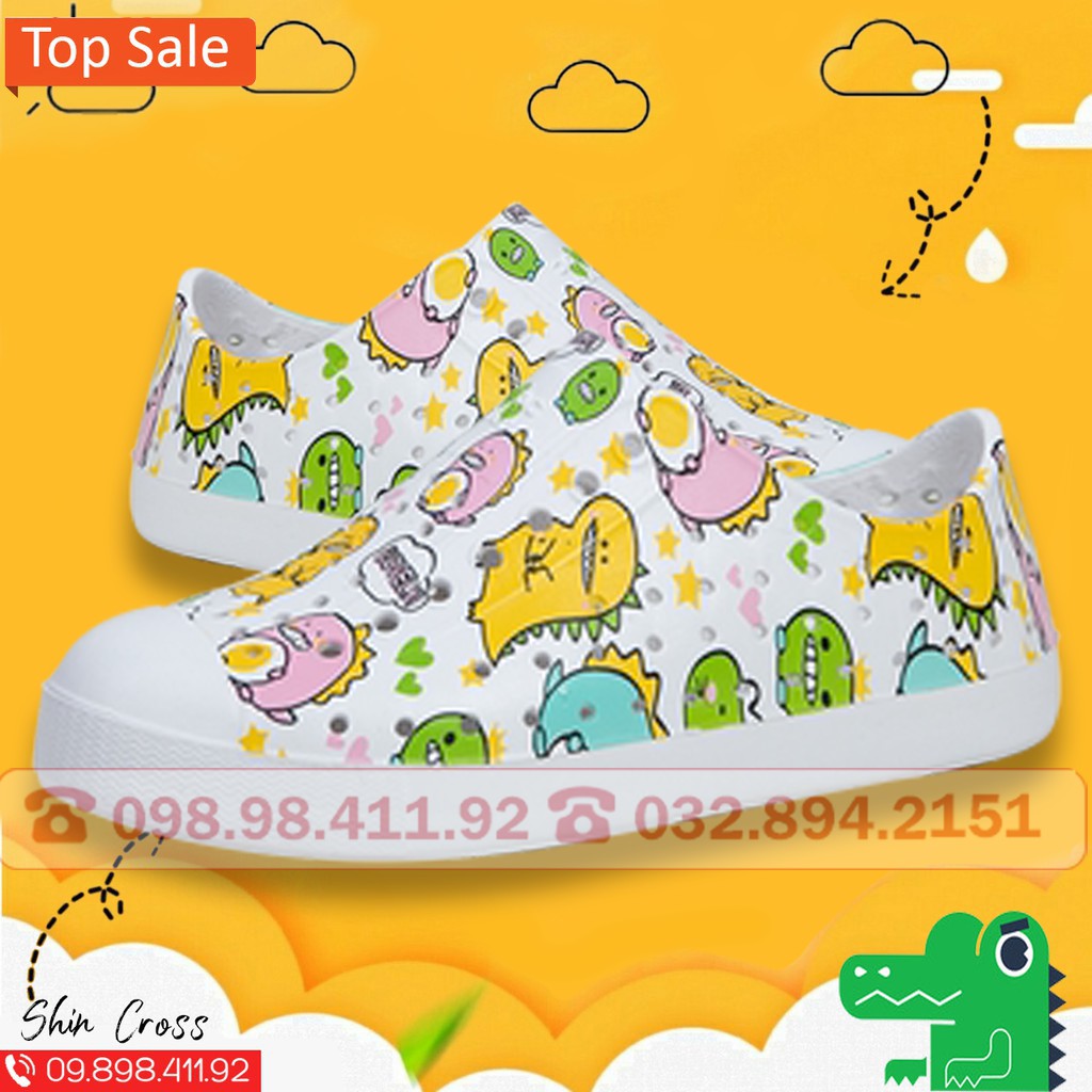 giày native cho bé💖HOTTREND💖giày native cho bé các chú khủng long mẫu mới DEPCROSS7612 tặng thêm 2 sticker native