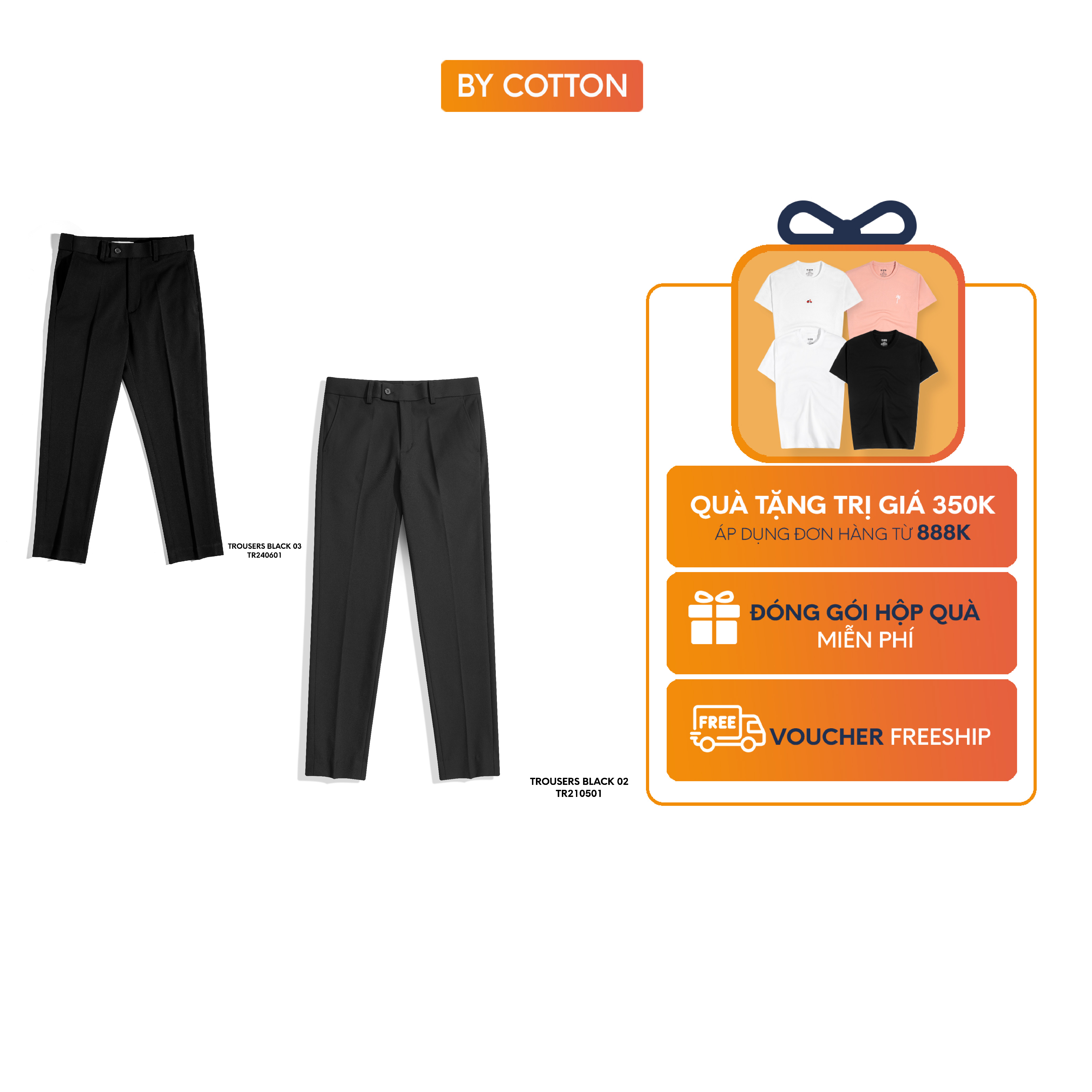 Quần tây dài nam cao cấp màu đen basic black trouser by cotton