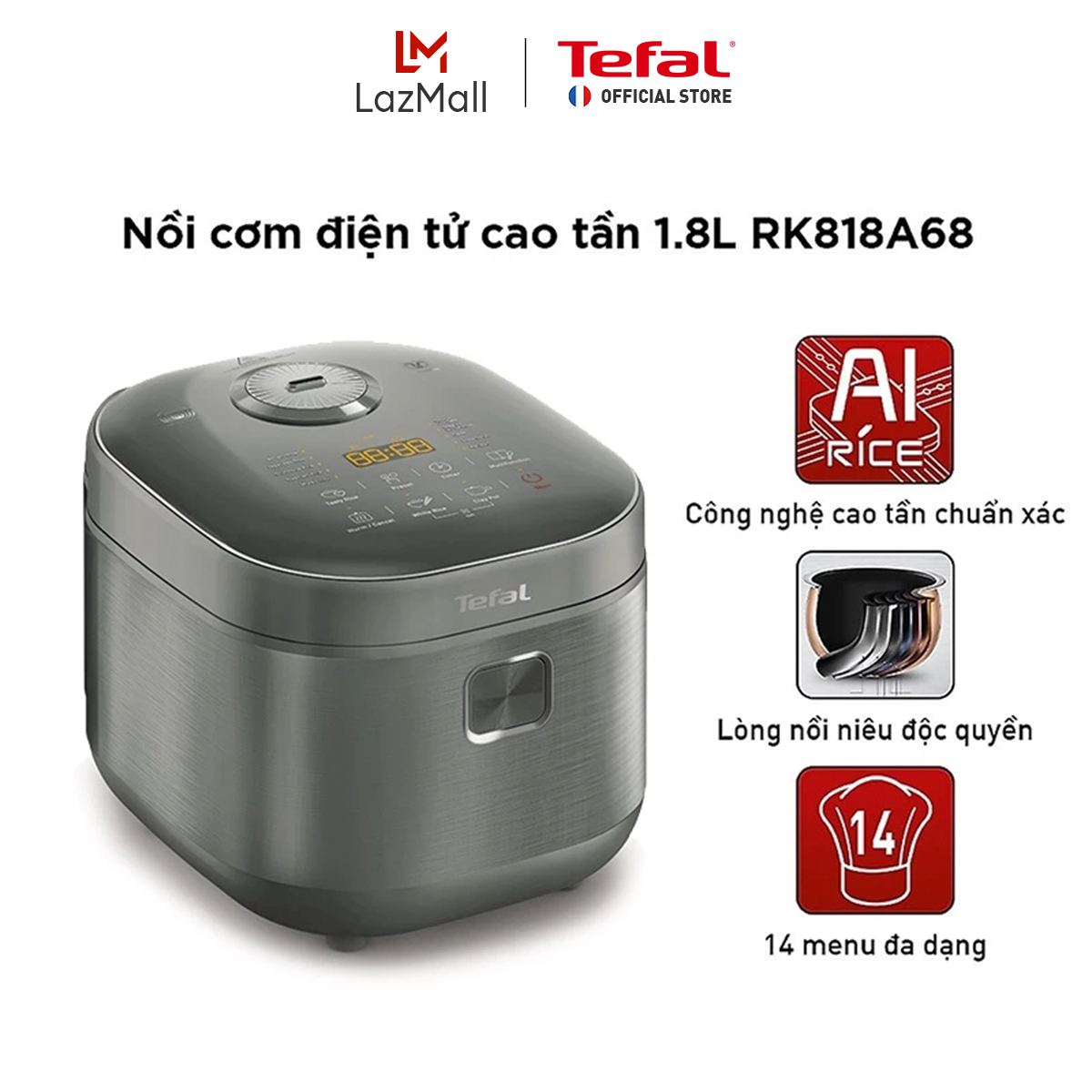 Nồi cơm cao tần Tefal Rice Master RK818A68 - 1.8L