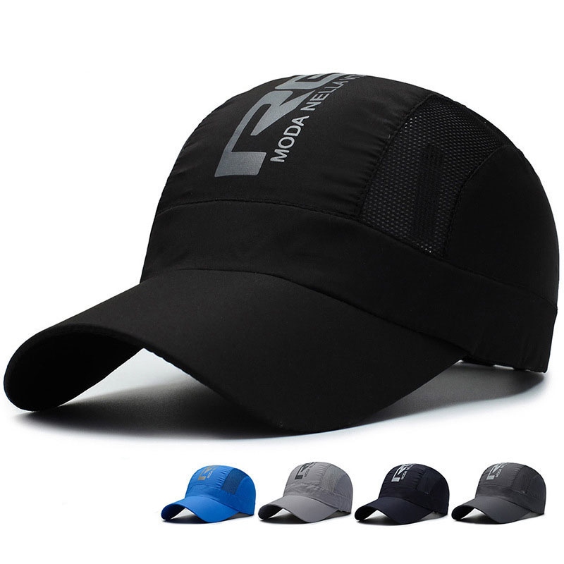 Summer Men Sports Baseball Cap Outdoor Fishing Sonic Wicking Mesh Hat For Male Quick-Dry Breathable Adjustable Letter Print E42