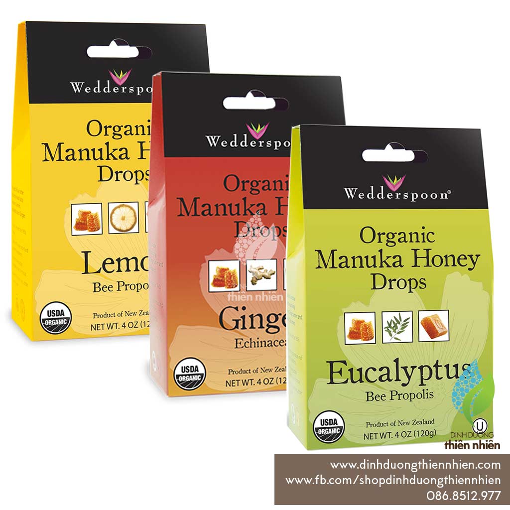 Kẹo Ngậm Hữu Cơ Từ Mật Ong Manuka Wedderspoon Organic Manuka Honey Drop