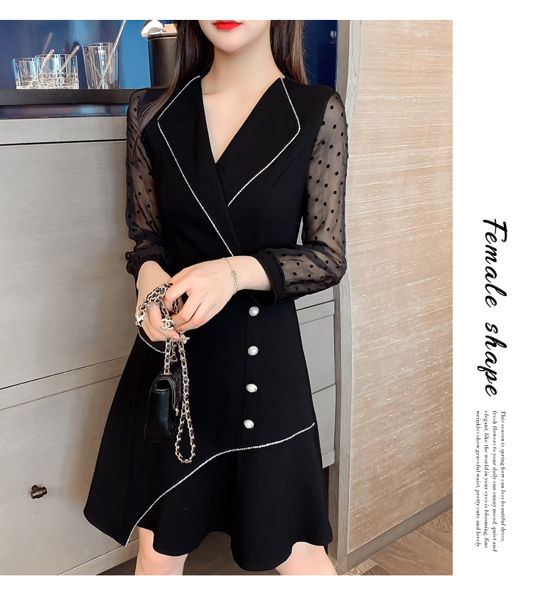 Đầm xòe đen trắng cách điệu phong cách korea siêu xinh