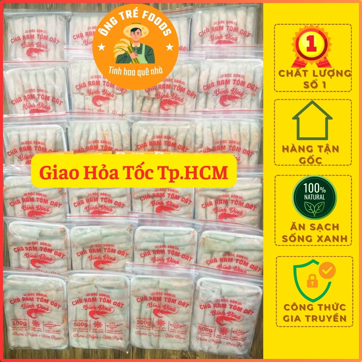  Chả Ram Tôm Đất Đặc Sản Quy Nhơn Bình Định  Hộp 500g  Nguyên Liệu Tươi Ngon - Ông Tré Foods 