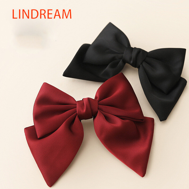 Lindream đen nơ kẹp tóc phụ kiện tóc lò xo kẹp đầu kẹp tóc thanh lịch phụ kiện tóc