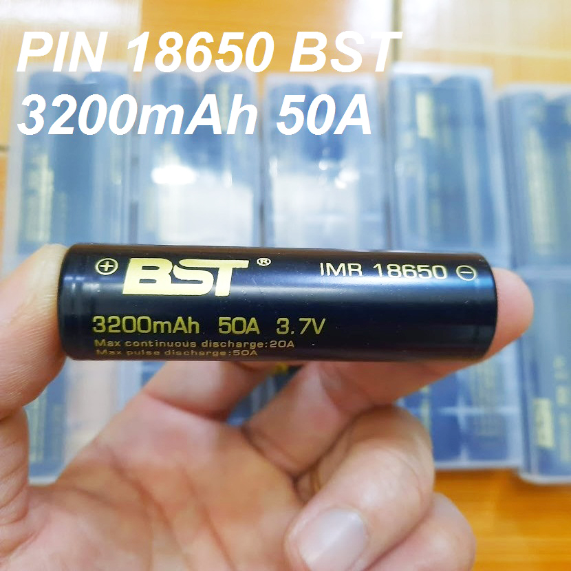 Pin sạc 3.7V 3200mah 18650 BST dòng xả Cao 50A (1 viên) - Sạc nhiều lần ( Pin Mới )