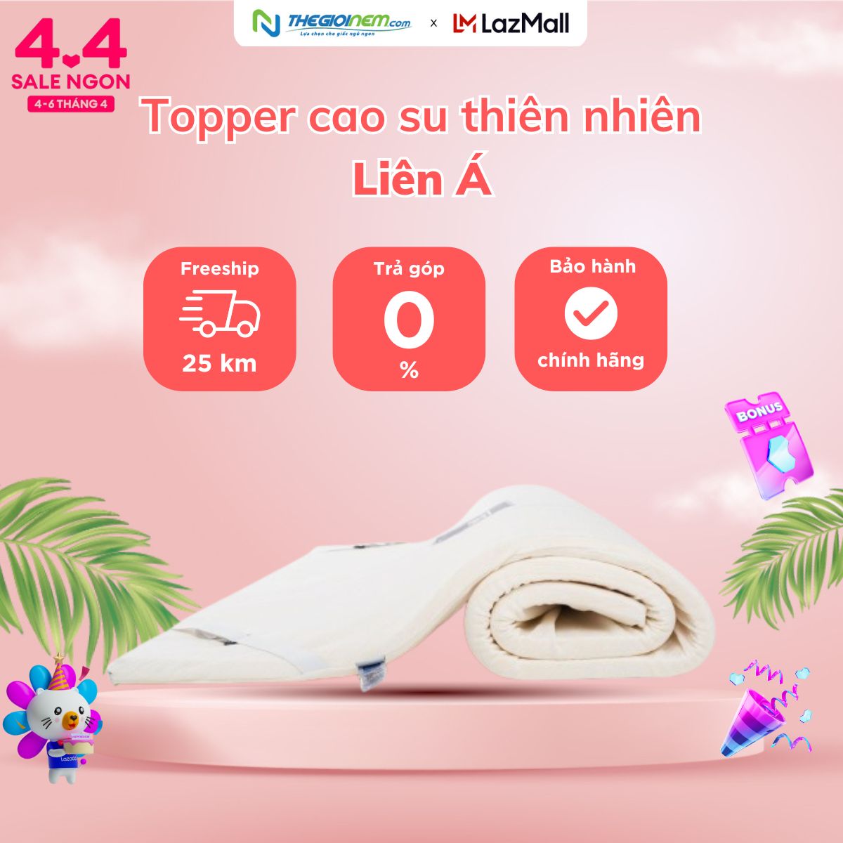 Tấm trải topper cao su thiên nhiên liên á - dày 2.5cm.