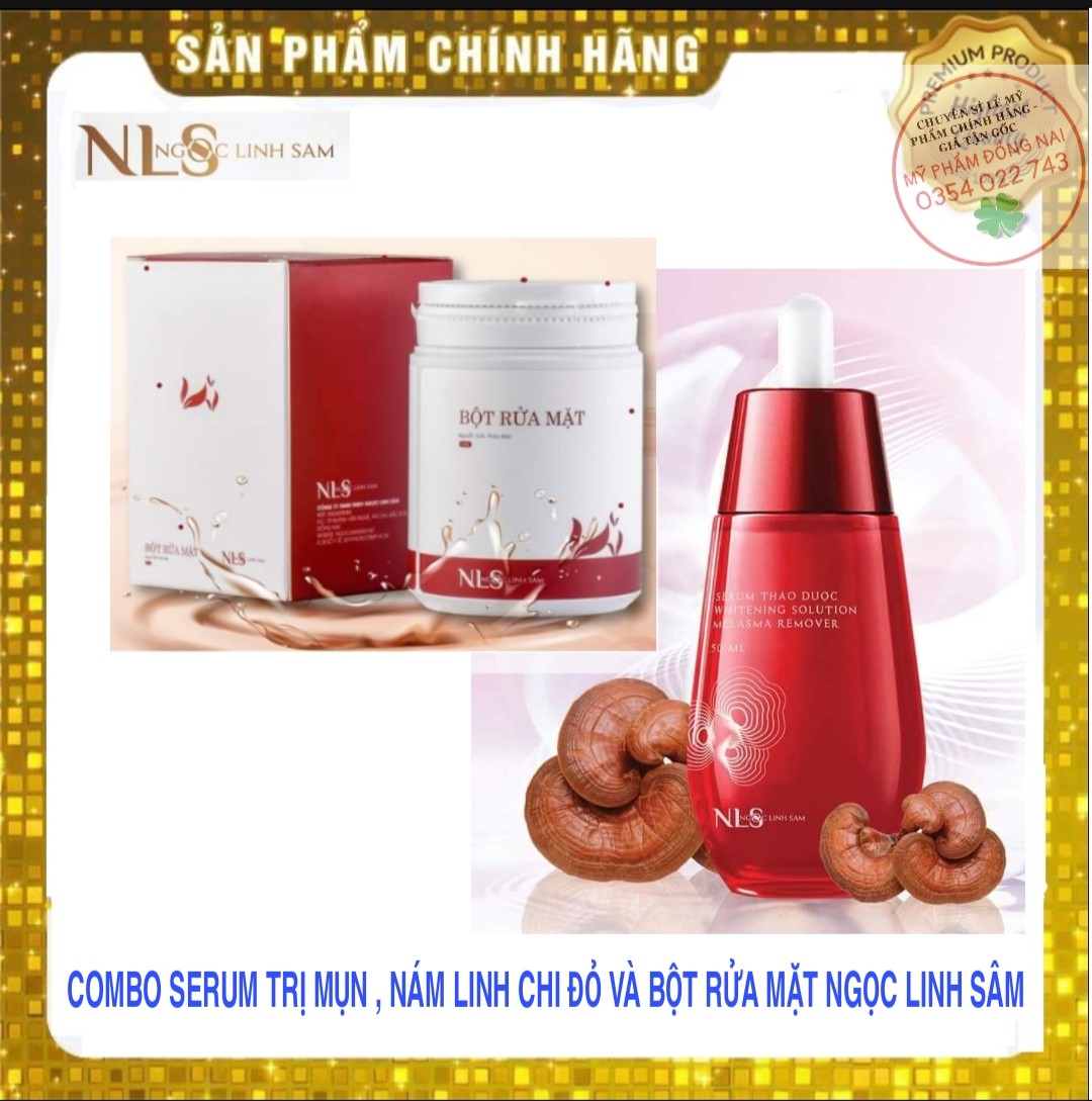 Combo serum thảo dược ngọc linh sâm - serum hồi sinh linh chi đỏ đánh bay mụn nám tàn nhang