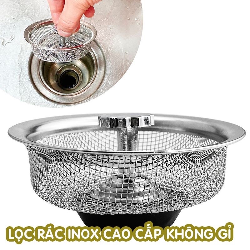 Lưới inox lọc rác bồn rửa chén - lưới lọc cặn thức ăn, rau thừa chống tắc nghẽn không gỉ