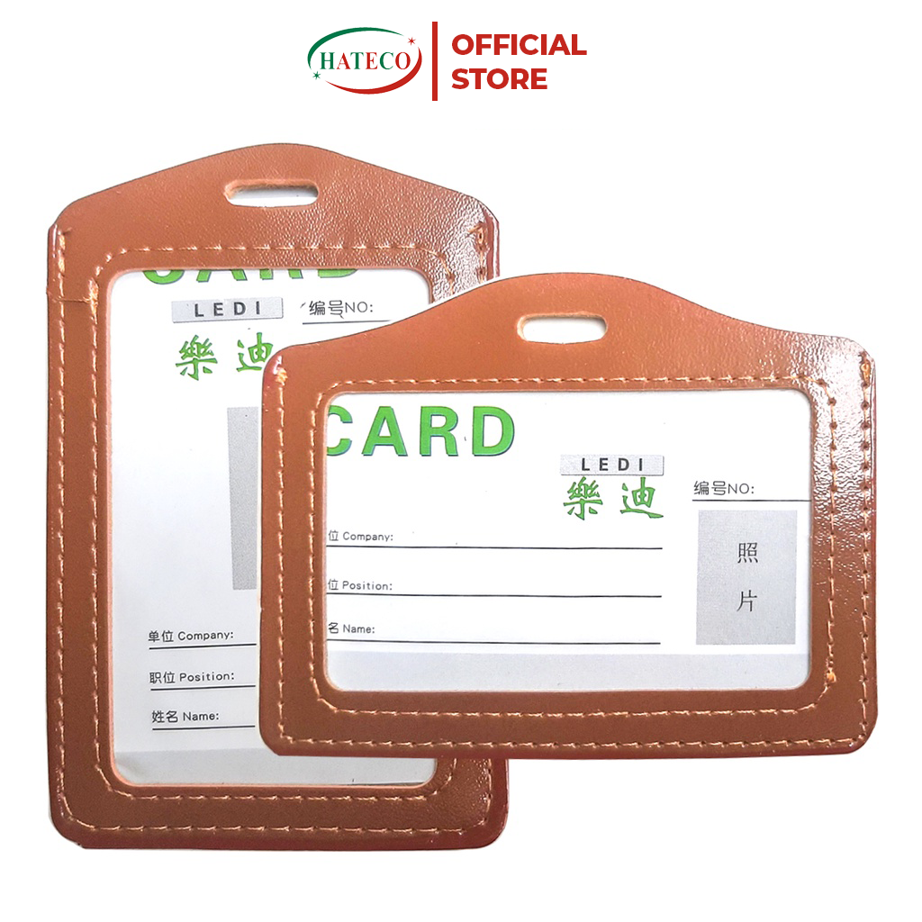 Thẻ đeo bằng da,thẻ ngang, thẻ dọc, cao cấp - Thẻ tên nhân viên 5.5 x 8.5cm